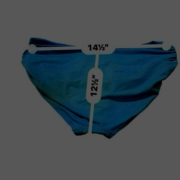 Anne Cole Bright Blue 2 Piece Swimsuit Size Large Ruched Sides Top&Bottom Bikini - Picture 5 of 10